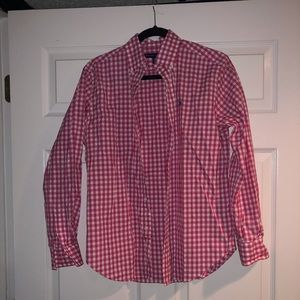 RALPH LAUREN Slim Fit Pink and White Plaid Dress Shirt